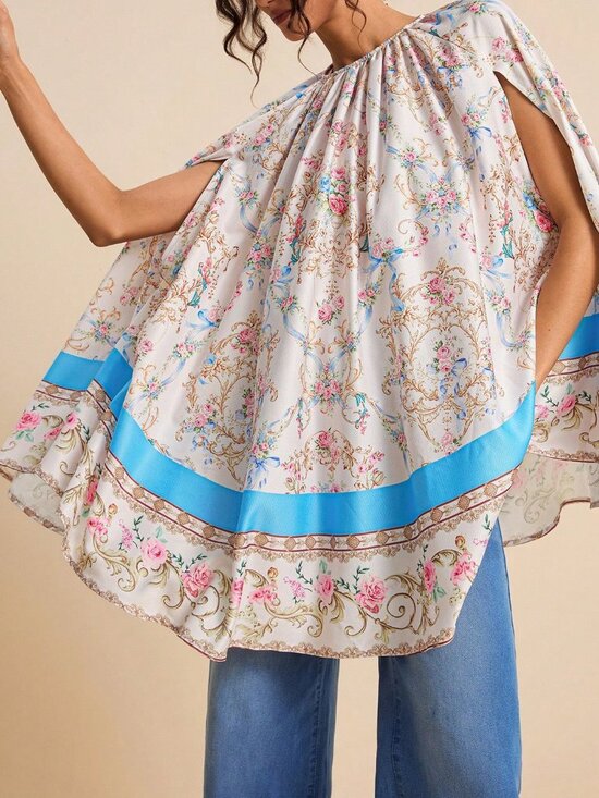 Tops - Pink Boho Women's Baroque Placement Print Tunic